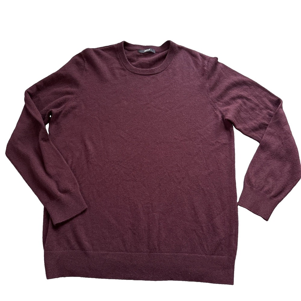 Quince Mongolian Cashmere Crewneck Sweater Men XL Rich Burgundy Pullover